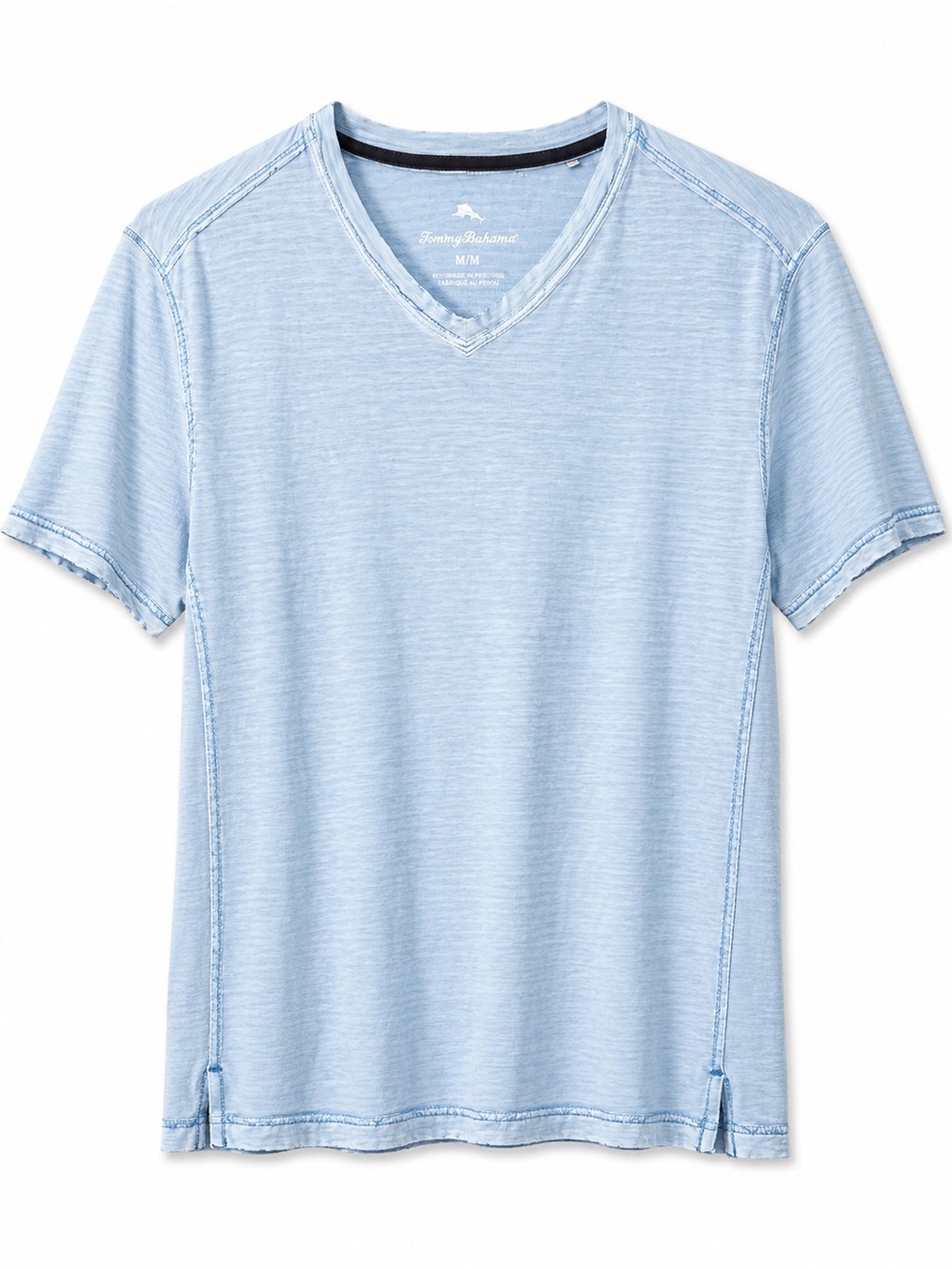 Tommy Bahama Light Blue Slub V-Neck T-Shirt Men’s Medium Cotton Stretch
